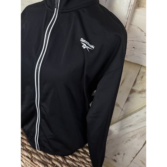 Reebok Tricot Women’s Track Jack Logo Full Zip Back Color Block B&W Size 2XL - Picture 2 of 10